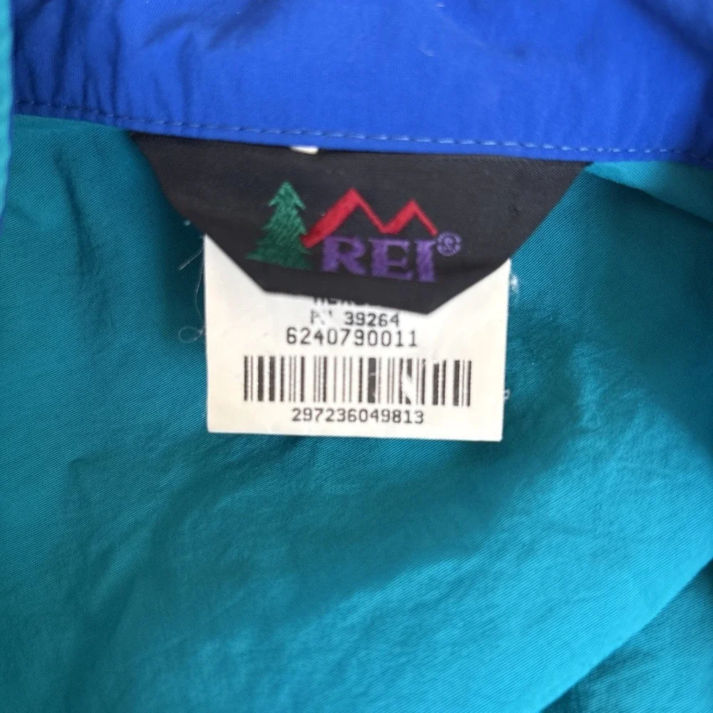 Vtg 90s REI Windbreaker Jacket Full Zip Teal Lightweight Gorpcore Kids M 8/10